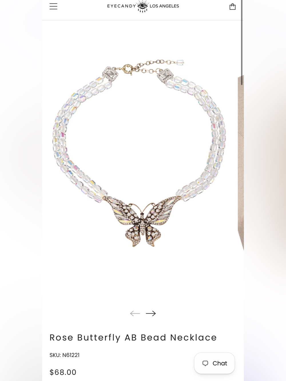 Iridescent Crystal Double Strand Butterfly Statement Necklace by Aurora Borealis - Picture 7 of 7